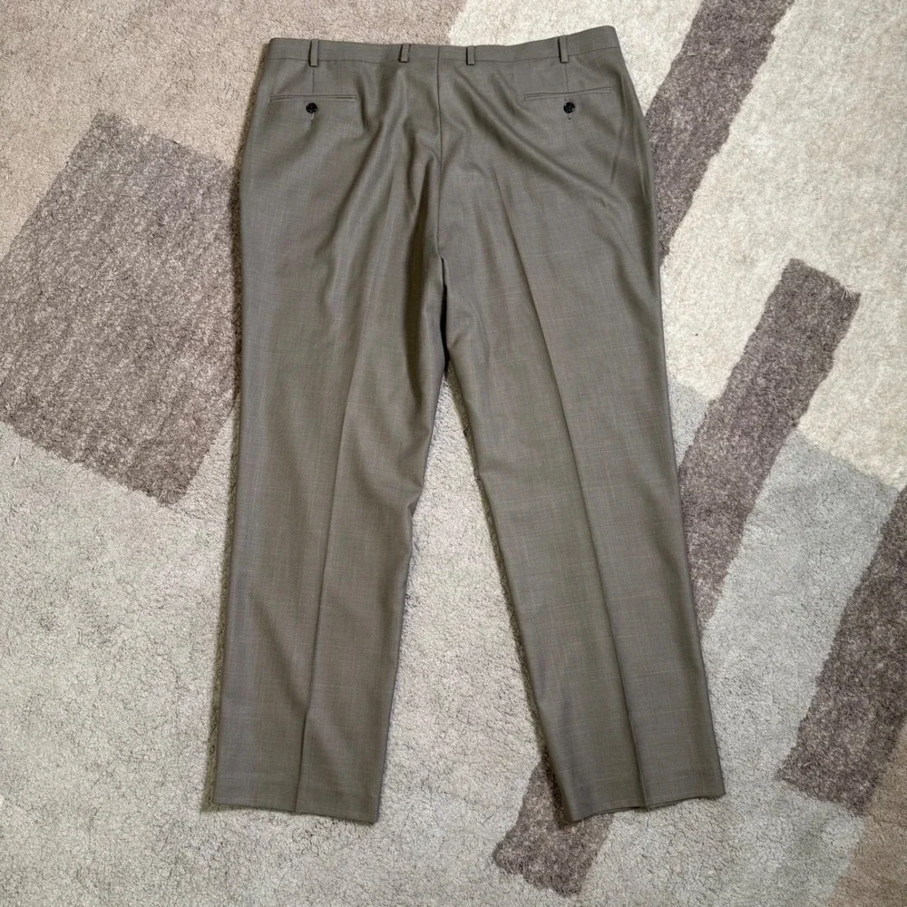 Lauren Ralph Lauren Mens 42x32 Taupe Brown Glen Plaid Dress Pants Flat Front